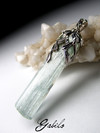 Men's aquamarine crystal silver pendant