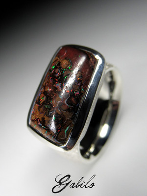 Men's koroit opal white gold ring