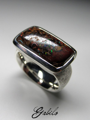 Men's koroit opal white gold ring