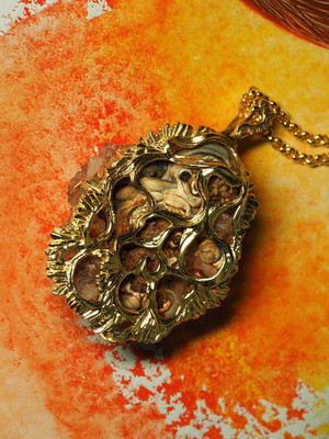 Agate Rose gold pendant