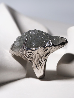 Big rock сrystal silver ring