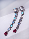 Moonstone and ruby gold earrings