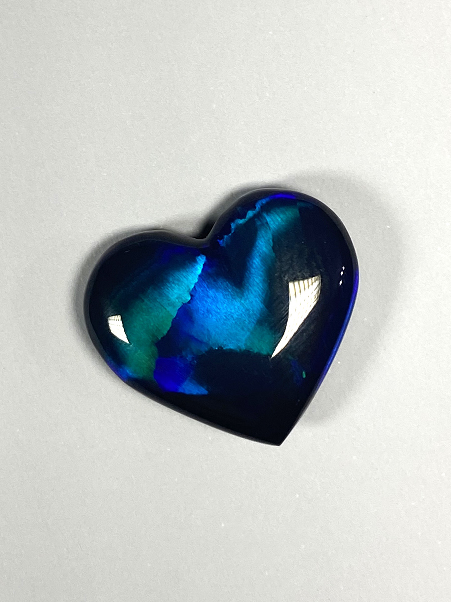 australian black opal heart
