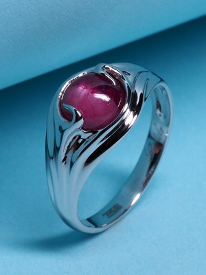 Yin and Yang bicolor ruby white gold ring