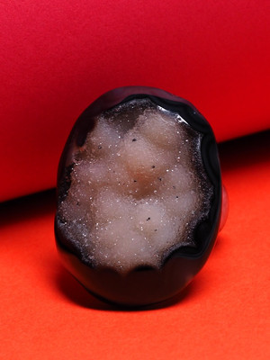 Bi-color black Agate and Quartz solid ring