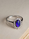 Black opal 14k gold ring with diamonds 