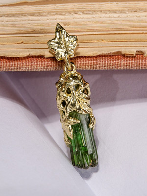 On hold: Verdelite Crystal Gold Ivy Pendant