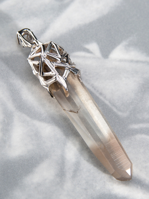 Citrine crystal silver pendant