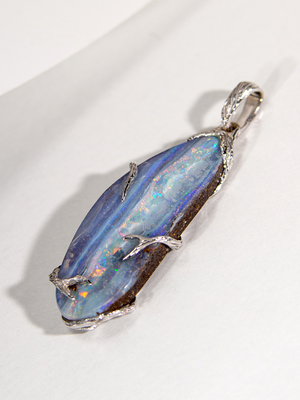 Australian boulder opal gold pendant