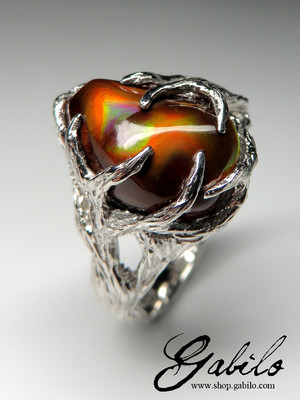 Fire Agate Gold Ring 