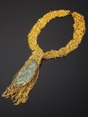 Halskette mit Fuchsitschiefer auf Goldketten