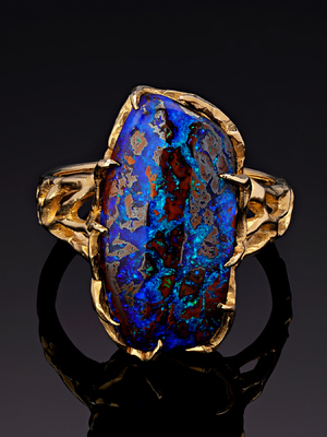 Boulder opal gold Vrubel ring
