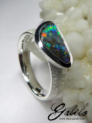 Ring mit Boulderopal in Silber