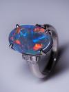 Platinum black opal and diamond ring