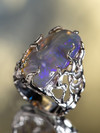 Australian neon opal silver ring