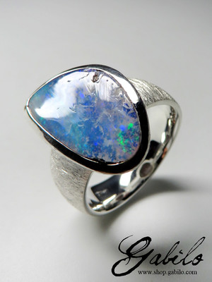 Silberring mit Boulder Opal