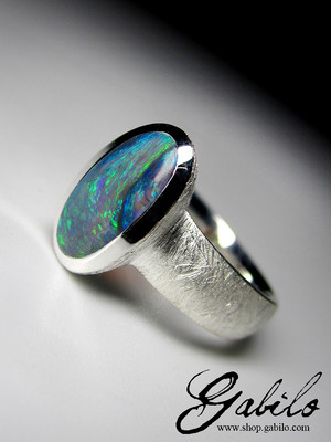 Silber Ring mit schwarzem Opal