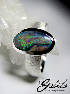 Silber Ring mit schwarzem Opal