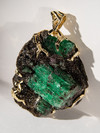 Russian emerald crystals gold pendant