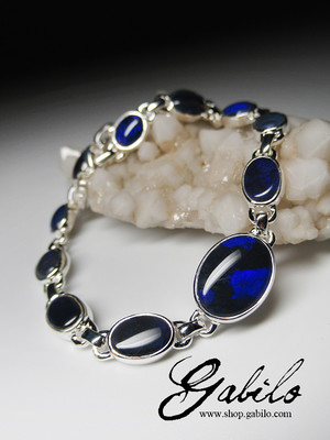 Black opal silver bracelet