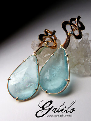 Aquamarines gold earrings