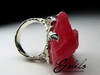 Ring with rhodochrosite crystal in white gold