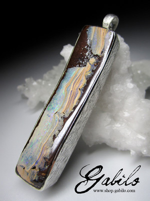 Große Sterling Silber Anhänger mit Bolder Opal 