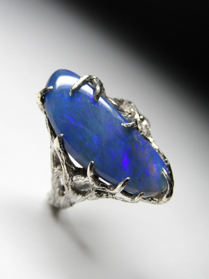 Black opal silber ring