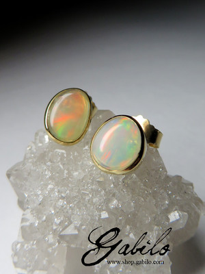 Ethiopian opal gold earrings 