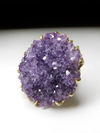 Big Purple Amethyst Crystal Gold Ring