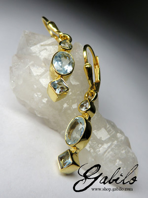 Aquamarine gold earrings