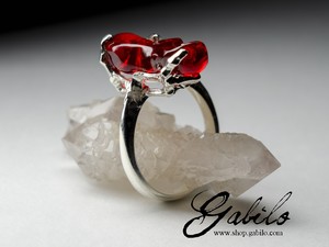 White gold ring with fire opal
