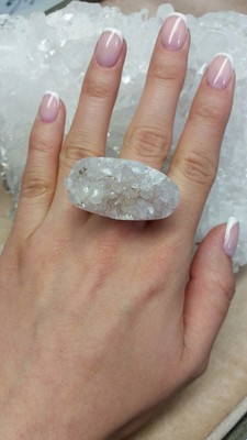 Big amethyst solid stone ring