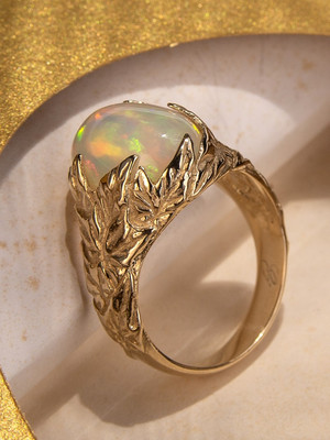 Ethiopian opal gold Ivy ring 