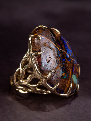 Boulder opal gold ring Blueprint