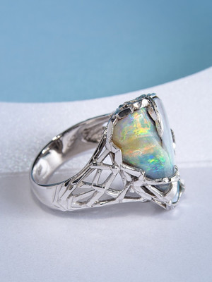 Boulder Opal white gold ring