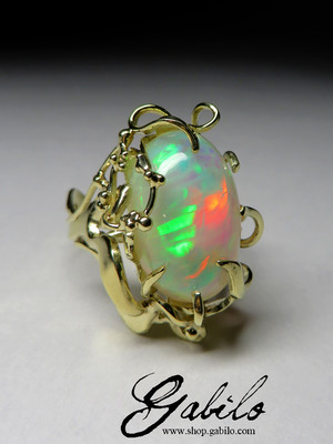 Ethiopian opal gold ring