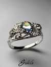 Rainbow moonstone gold ring 