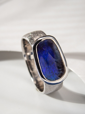 Reserved: Boulder opal silver ring