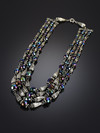 Cascade Halskette 4 Reihen von Glas und Metall Perlen Öl