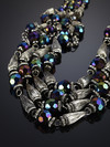 Cascade Halskette 4 Reihen von Glas und Metall Perlen Öl