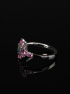 Dark opal gold ring with pink sapphires