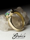 Black Harlequin opal gold ring 