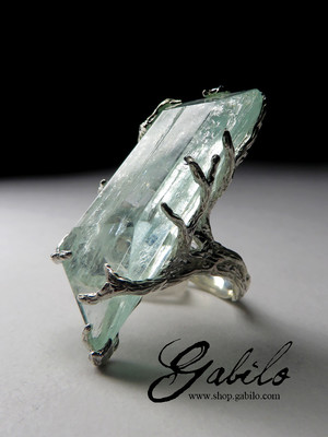 Big ring with aquamarine in silver