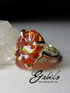 Mexican fire opal gold ring