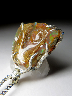 Raw Opal Silver Pendant