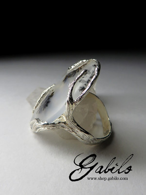 Ring mit Moosachat in Silber