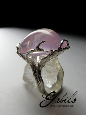Ring mit rosa Quarz in Silber
