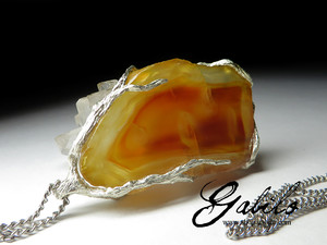 Large pendant with carnelian in silver