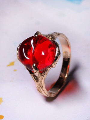 Amazing mexican fire opal gold ring